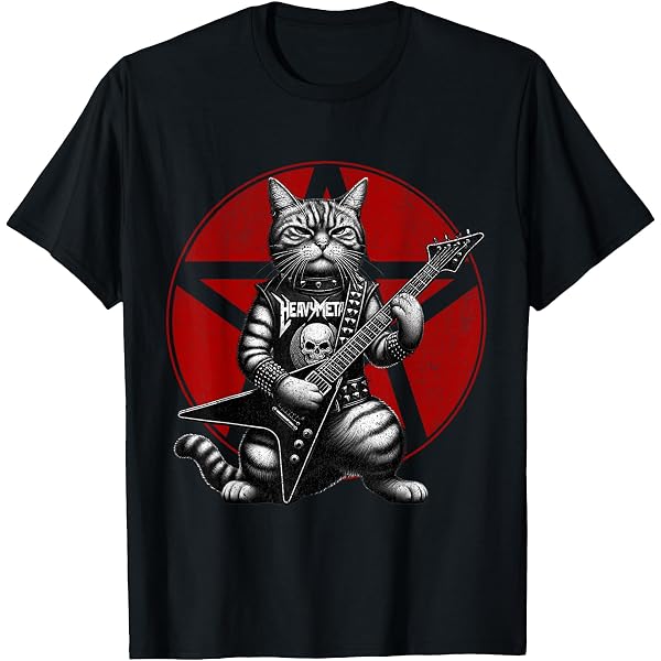 Amazon.com: Heavy Metal T-Shirt with Cat : Clothing, Shoes & Jewelry